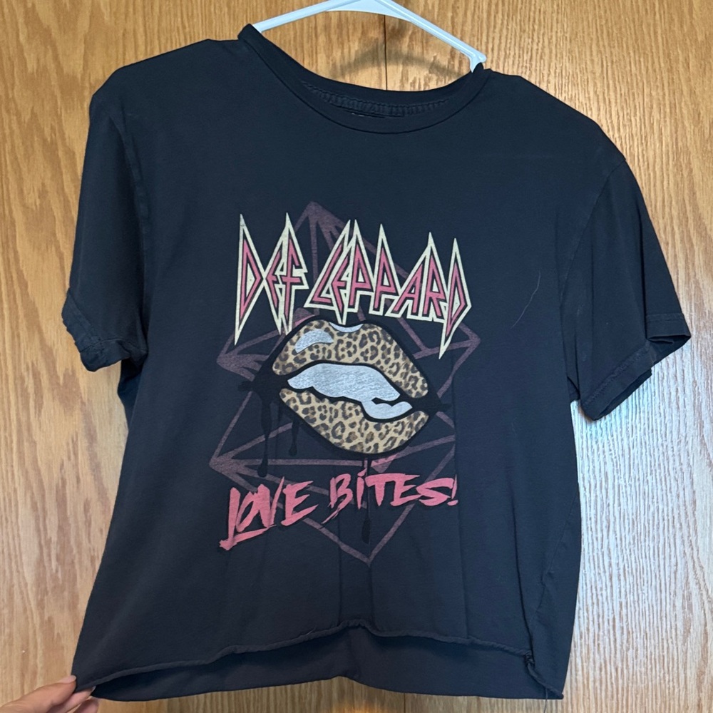 Original Retro Brand Black Def Leppard Crop Top